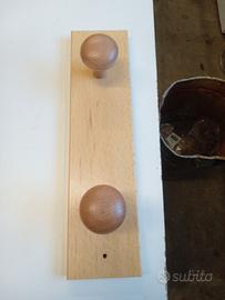 Appendiabiti da muro in legno naturale 2 ganci