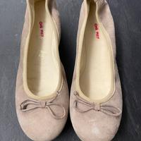 Ballerine in camoscio e pelle beige / cappuccino