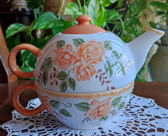 Set teiera+tazza in ceramica Viropa+infusore in ac