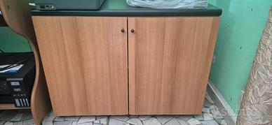 Mobile ufficio basso legno e nero porta stampan