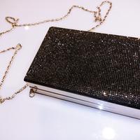 Pochette donna pelle/strass con catena