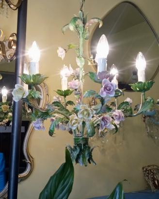 lampadario anni 70 stile floreale