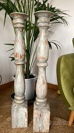 Coppia di portacandele da terra in legno – h 90 cm
