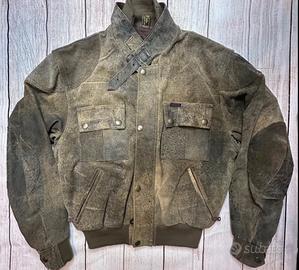 Giacca jacket vintage vera pelle marrone xl chiodo