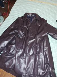 Cappotto vintage donna in pelle viola 
