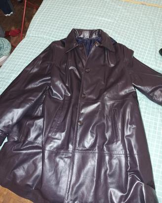 Cappotto vintage donna in pelle viola 