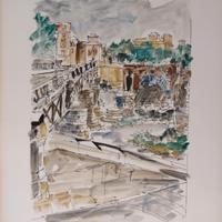 dipinto a mano a china e acquarello di E. Perler