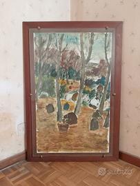 Quadro Vintage Dipinto con Cornice in Legno