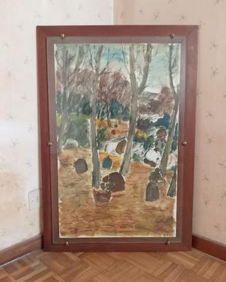 Quadro Vintage Dipinto con Cornice in Legno