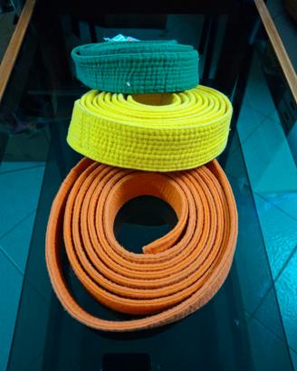 Cinture judo Arti marz.Verde Gialla Arancio 300cm