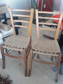 N. 2 sedie impagliate tipo osteria anni 60