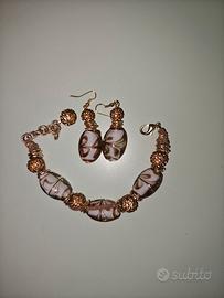 bracciale e orecchini donna dorati 