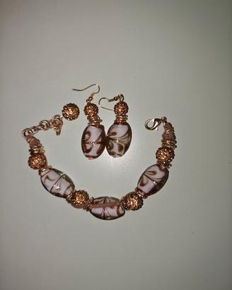 bracciale e orecchini donna dorati 