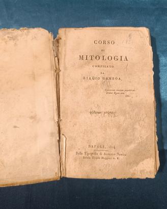 LIBRO ANTICO 1824 CORSO DI MITOLOGIA BIAGIO GAMBOA