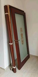Porta interna con vetro satinato decorato a mano 