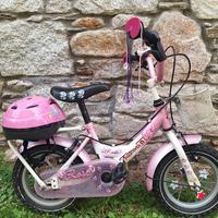 Bici  bambina 12' con rotelle e casco (3-5 anni)