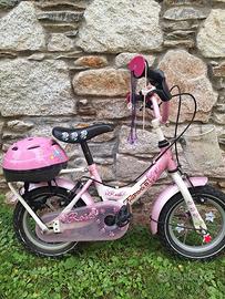 Bici  bambina 12' con rotelle e casco (3-5 anni)