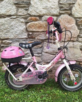 Bici  bambina 12' con rotelle e casco (3-5 anni)