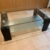 Tavolino in vetro e legno