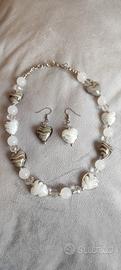 Parure collana e orecchini in vetro artistico 