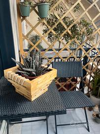 Fioriera in legno noce chiaro  (Effetto Rustico)