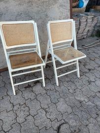 sedie pieghevoli vintage legno e paglia di vienna