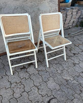 sedie pieghevoli vintage legno e paglia di vienna