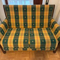 Divanetto 2 posti vintage in tessuto a quadri