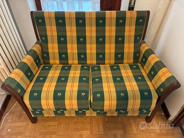 Divanetto 2 posti vintage in tessuto a quadri
