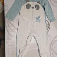 Tutina in ciniglia con piedini con panda Tuc Tuc 