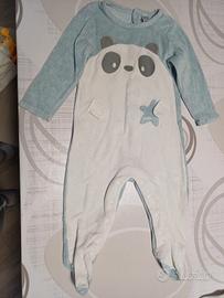 Tutina in ciniglia con piedini con panda Tuc Tuc 