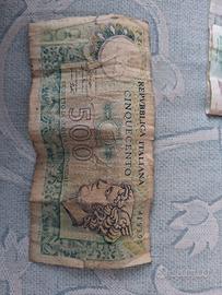 banconota da 500 lire do carta anno1974/79