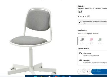 ÖRFJÄLL Sedia da scrivania per bambini ikea