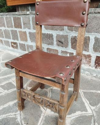 6 Sedie Vintage Stile Spagnolo in Legno Intagliato