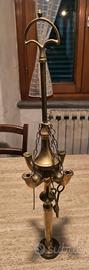 Lampada ad olio 4 bracci vintage ottone 
