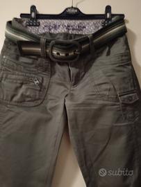 Pantaloni verde militare cotone 100% tg 40