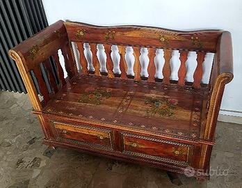  cassapanca divanetto a 2 posti in legno