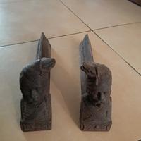 antichi busti, alari per camino, ferro, ghisa