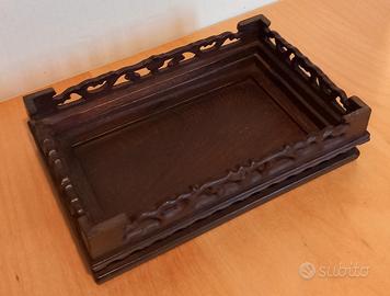 Vassoio piedistallo cinese in legno