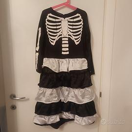 Vestito Halloween sposa scheletro 8-10 anni 