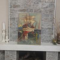 M. Martini - Marina con velieri - Olio su tela 