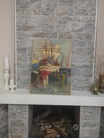 M. Martini - Marina con velieri - Olio su tela 