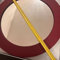 Specchio Poltrona Frau tondo 60cm in cuoio rosso