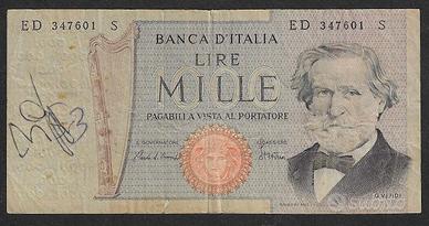 Italia -banconota circolata da 1000 Lire Verdi '81