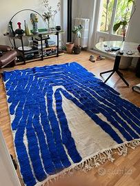 Tappeto Majorelle blu di vera lana 3/2 metro