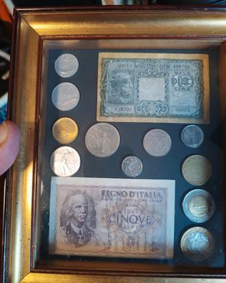 mini collezione banconote e monete d'Italia epoca