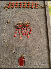 Set Vintage Rosso collana+bracciale+orecchini