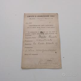Modulo adesione Comitato Milano 1920 documento