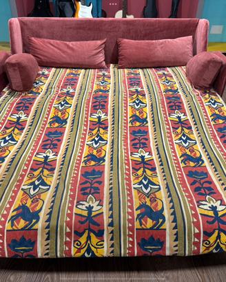 Divano-letto matrimoniale a doghe in legno