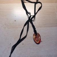 Collana vintage con pietra rosso oro donna
